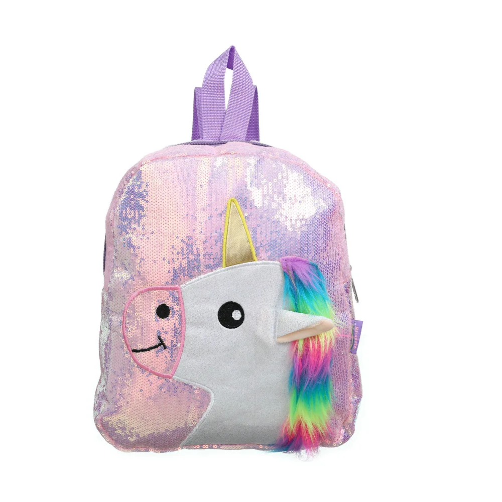 

JANHE Little Girl Toddler Cute Back Begs Glitter Plush Fur Cartoon Small Children Schoolbag Bookbag Unicorn Kids Backpack