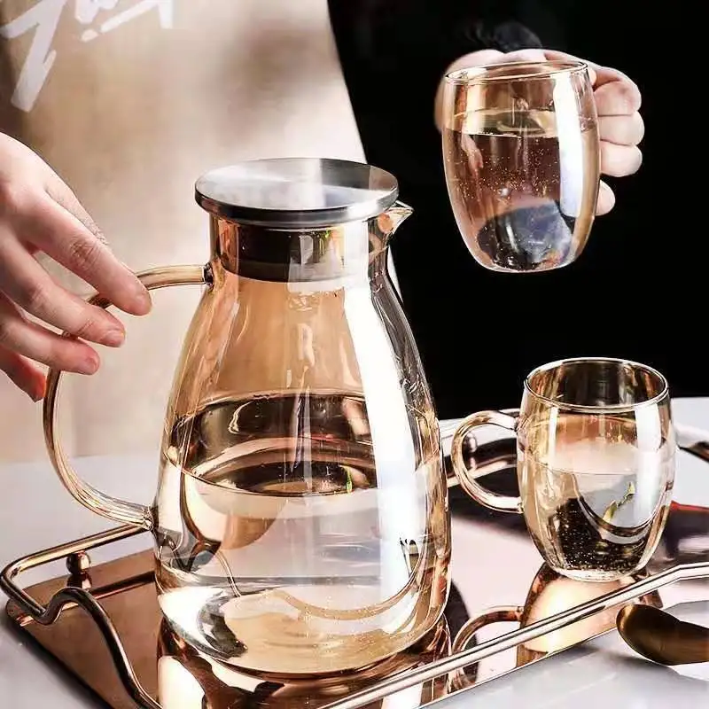 

1800ml Luxury Nordic atmosphere electroplated glass cool kettle set