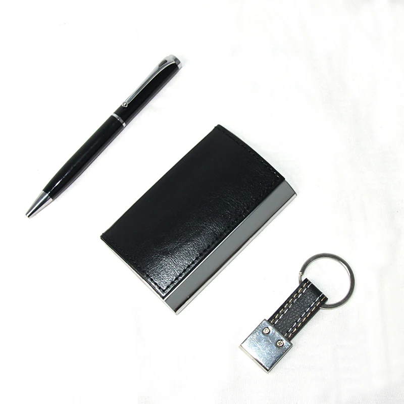 Men's Gift Set Business Card Box + Signature Pen + Key Chain Gift Box 3