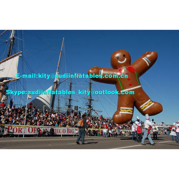 圣诞充气姜饼男子 helium 气球游行