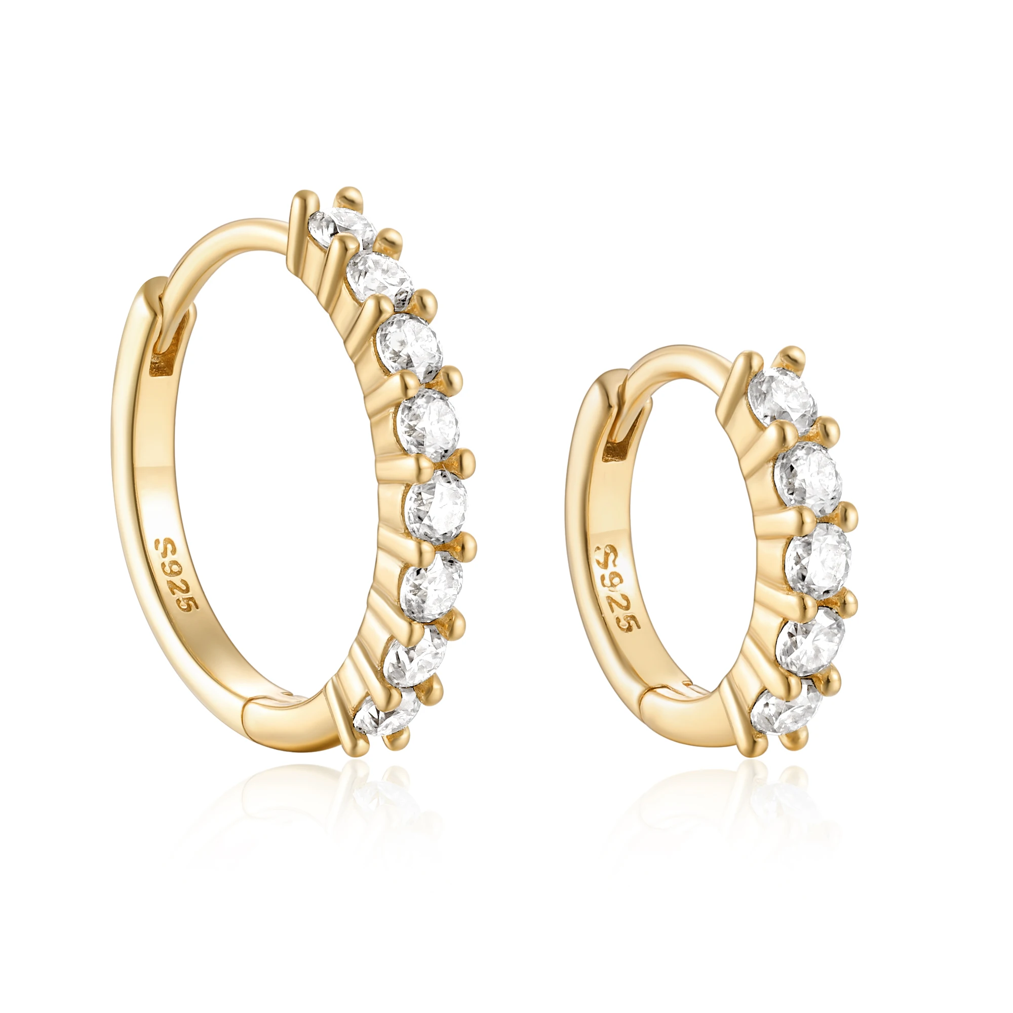 

18K Gold Plated Hypoallergenic Chunky Women 925 Sterling Silver Designer Large Wholesale Moissanite Stud Hoop Earrings