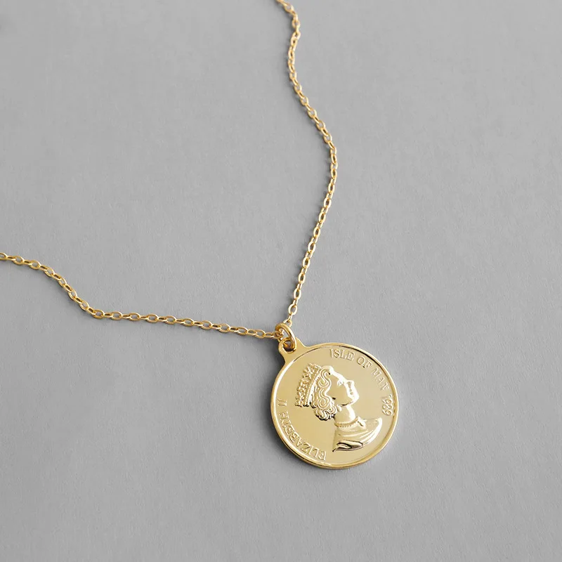 

High quality 925 Sterling Silver Eliza White Coin Queen US dollar necklace pendant necklace