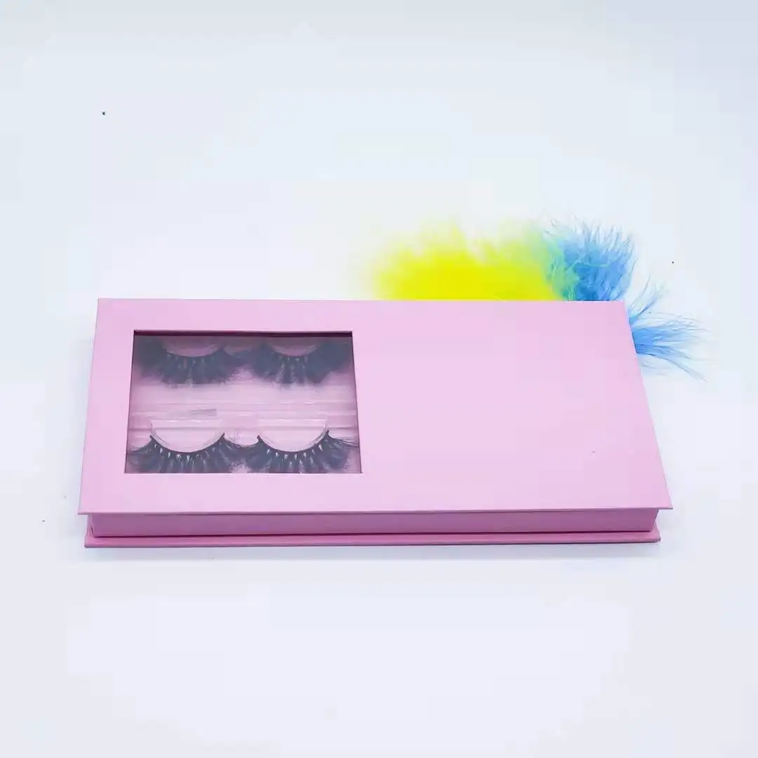 

4 pairs eyelashes box magnetic pink empty false eyelash box case for 25mm fluffy mink eyelashes