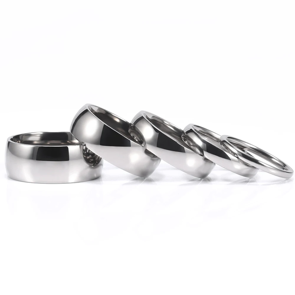 OAHLAN Fashion Jewelry 2/4/6/8/10mm Classic Silver Color Polished Titanium Rings for Men Women Couple Engagement Wedding Gift
