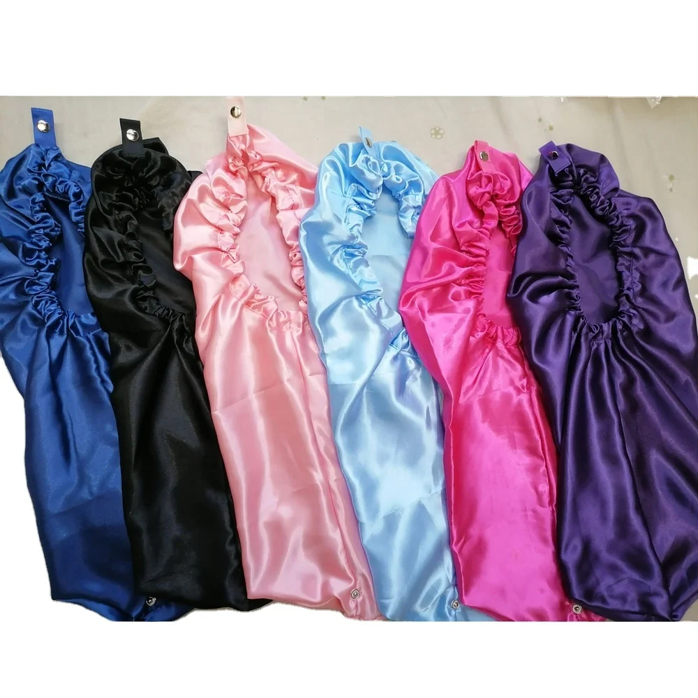 

6Colors Wholesale Soft Satin Sleep Cap For Women Braids Long Hair Adjustable Silk Slap Clasped Bonnet