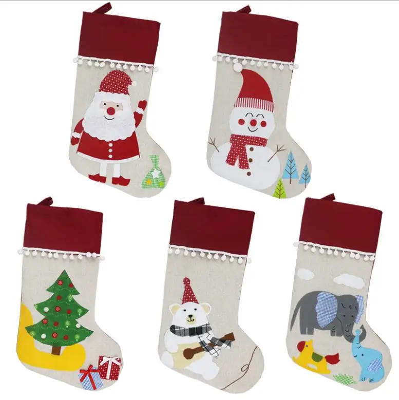 

children Christmas tree ornament candy bag big Christmas sock pendant for festival dog paw stocking christmas hanging gift