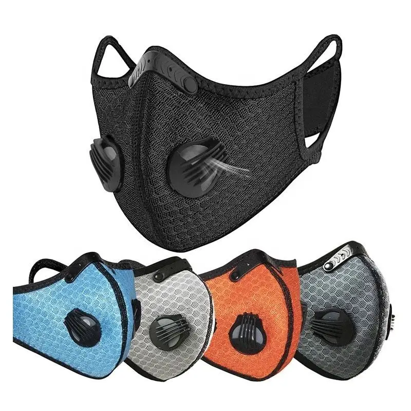

fashion 2022 Outdoor cycling maskes with 5 layer filter carbon cloth mouth maskes fashion sport face maskes with valve for dust