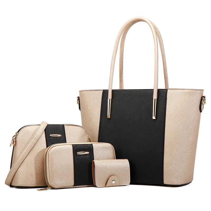 

Wholesale Fashionable Custom LOGO High Quality 4 in 1 PU Leather Shoulder Hand Bag Sets 4 Pcs Bags Women Handbags Ladies Set