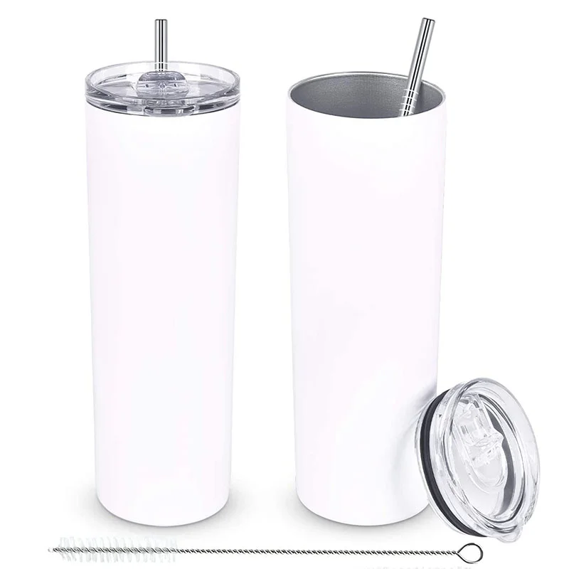 

watersy bulk personalized tall 20 ounce straight skinny sublimation blanks DIY travel tumblers cups with lid and metal straw, Customized color