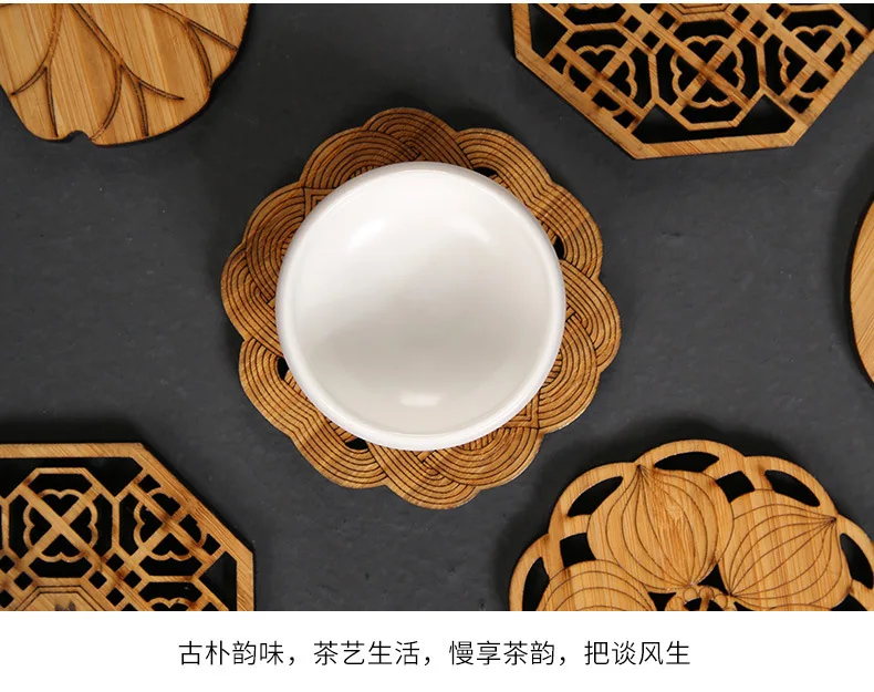 

Bamboo Products Tea Coaster Insulation Pad Cup Holder Bamboo Cup, Natural