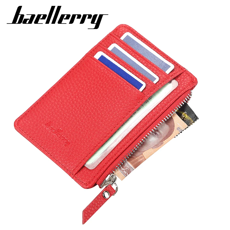 

2021 baellerry fashion vegan PU leather slim short men's pocket card holder