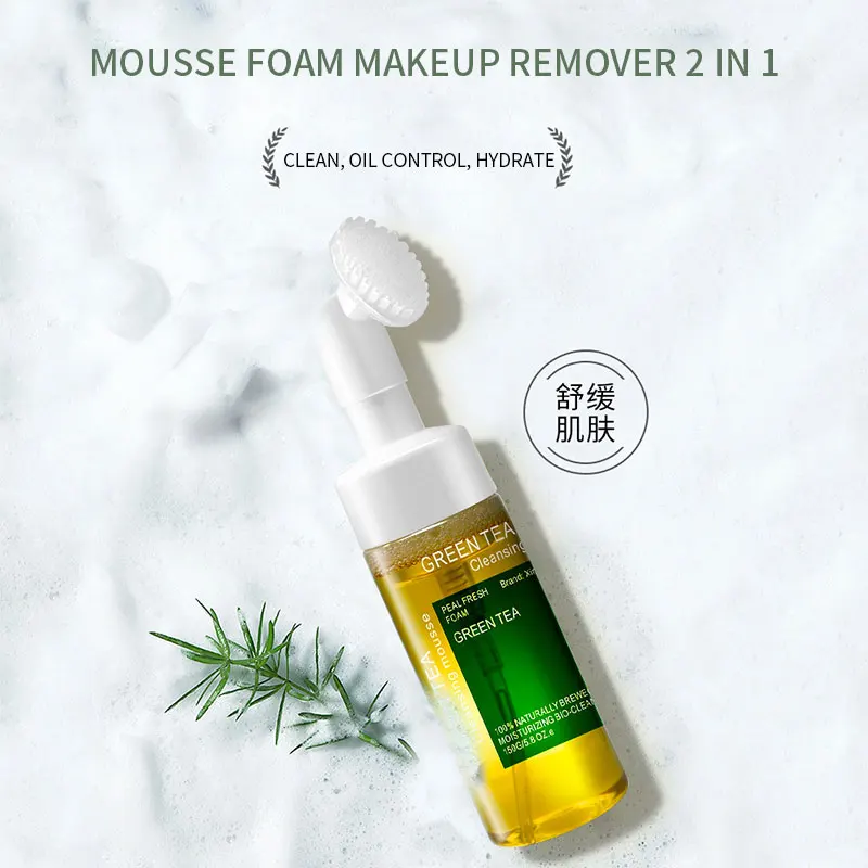 

Private Label Amino Acid Facial Cleanser Green Tea Cleansing Mousse Foam Makeup Remover Oil Control Deep Cleansing Face Wash