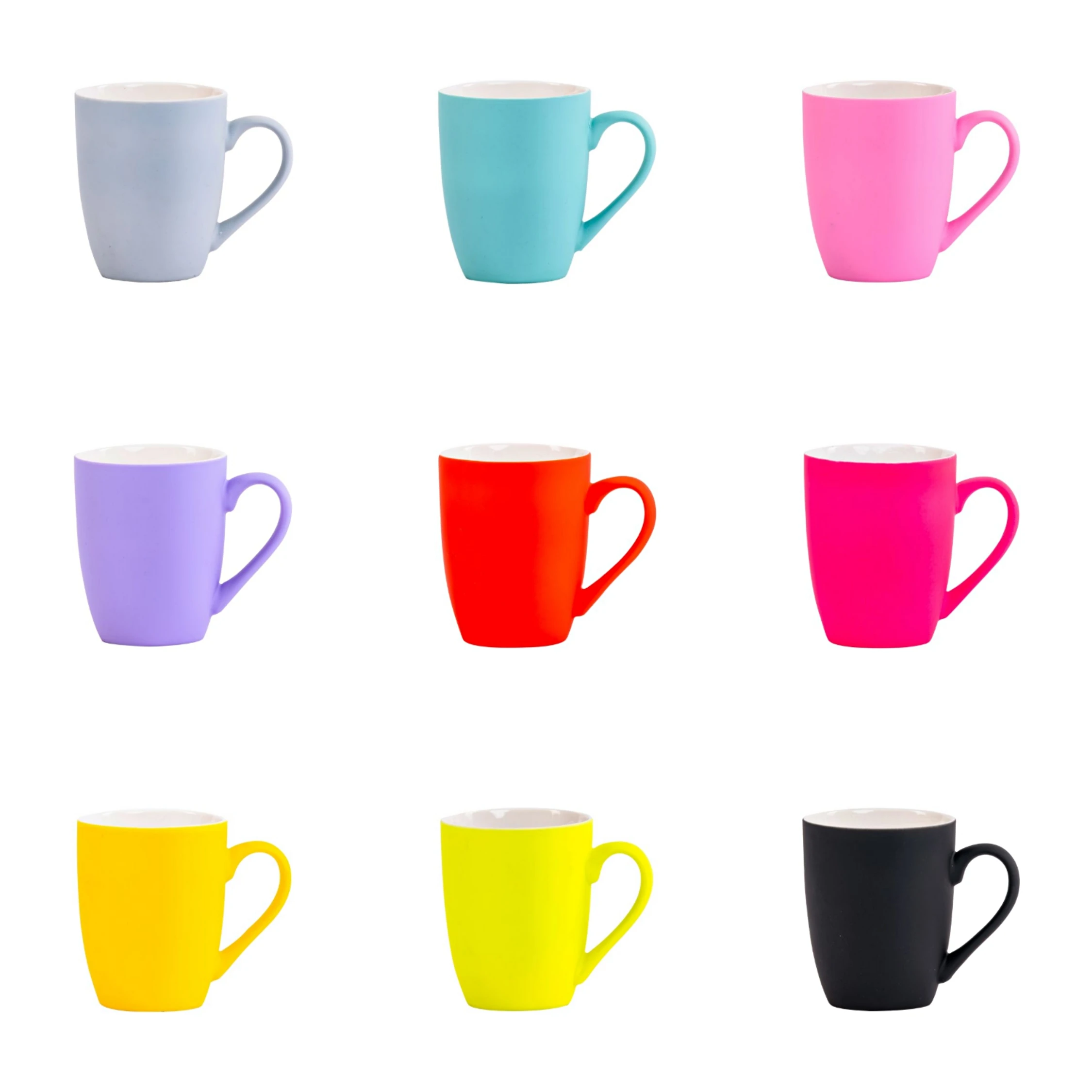 

Factory Hot Selling 12oz New Bone China Soft Touch Coffee Porcelain Ceramics Mugs customized mug, 12 color mixed
