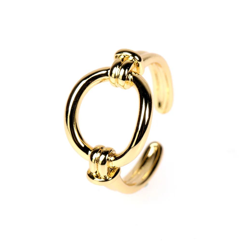

Newest Design Minimalist Hollow Out Circle Round Ring Resizable Geometric Gold Silver Opening Finger Rings Couple Jewelry
