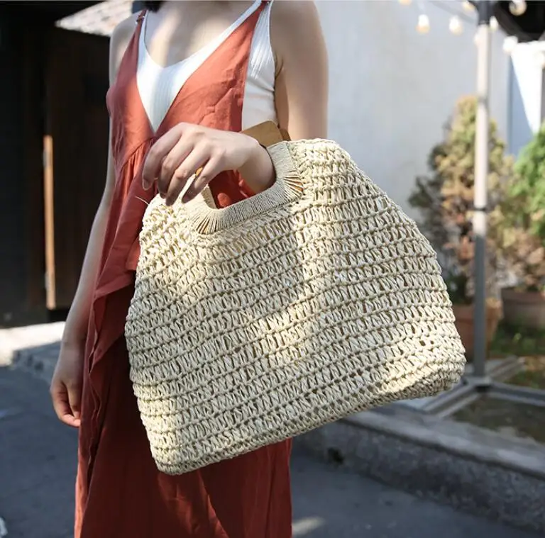 

Vintage Bohemian Straw Bag for Women Summer Large Capacity Beach Handbags Rattan Handmade knit Travel Bags Bolsas, Many