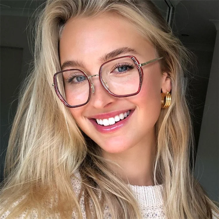 

2021 Latest new brand designer eyeglasses oversize transparent frame clear lens optical frame eye blue light blocking glasses