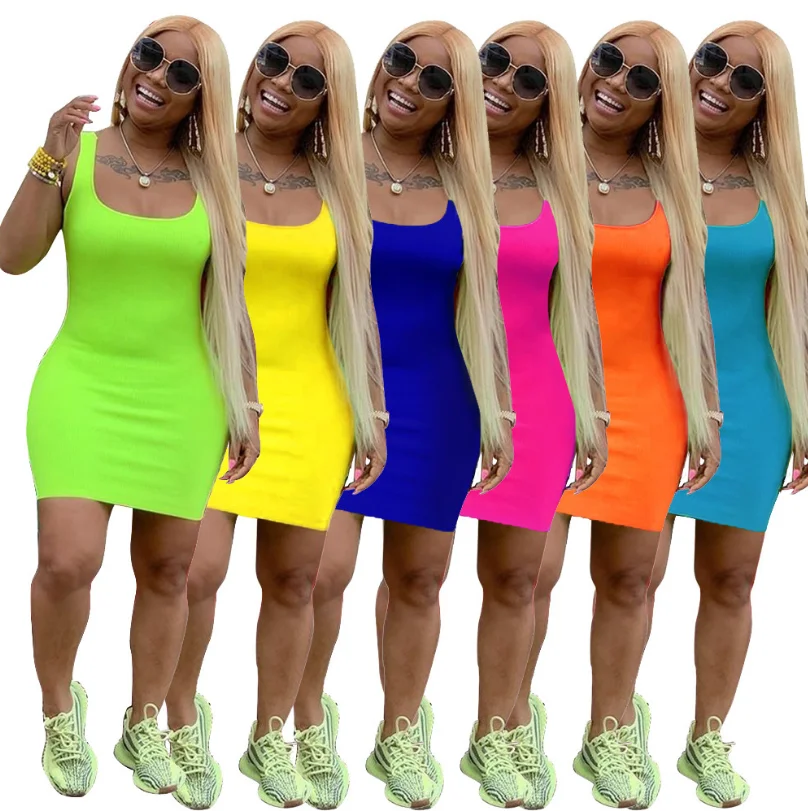 

2020 Summer Hot Sell 6 colors Women Casual Blank Dress New Style Factory
