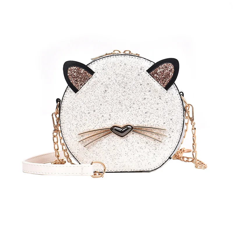 

Creative Woman Designer Bags 2020 Summer Fashion Small Round Sequin Bags Cat Crossbody Bag