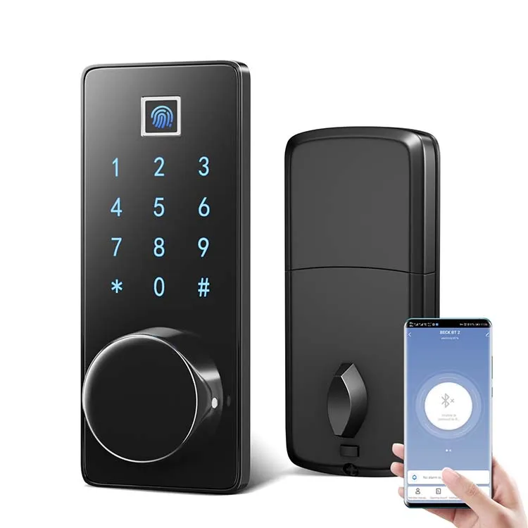 

China automatic smart home fingerprint card door deadbolt lock, Black