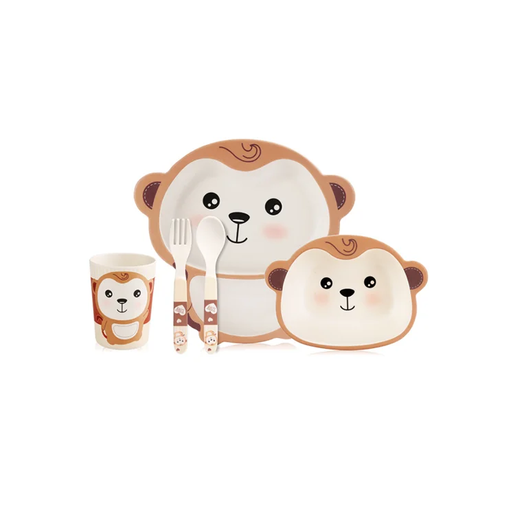 

Bamboo fiber cartoon creative ins tableware dishes household practical activities complementary food set gift box