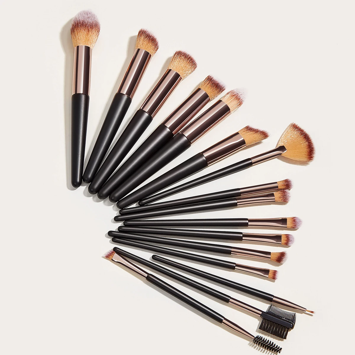 

Professional Makeup Brushes 16 pcs OEM Black Gold Metal Handle Brushes For Make Up Cosmetic Eye Makeup Brushes Set Custom WC-16, Black or customized