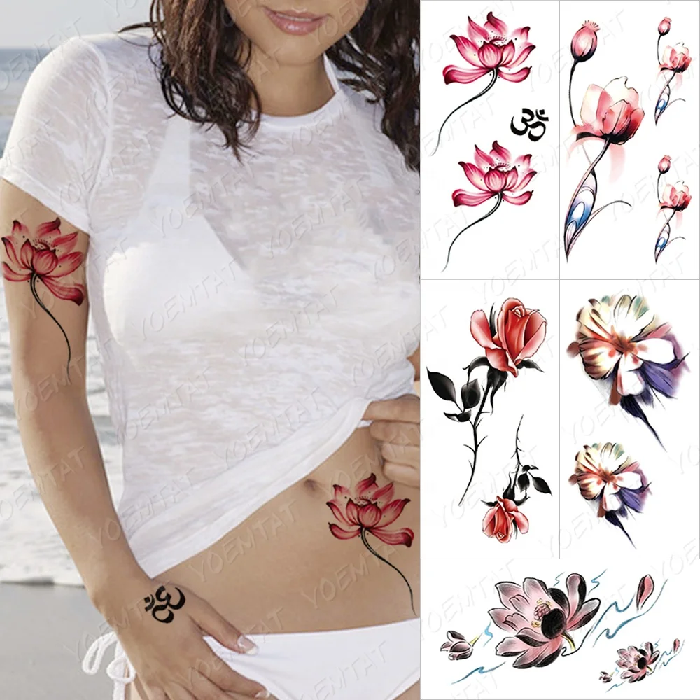 

2021 Top Quality Flower Tempory Tattoos Wilderly Bride Realistic Sexy Arm Tattoo Sticker, Cmyk