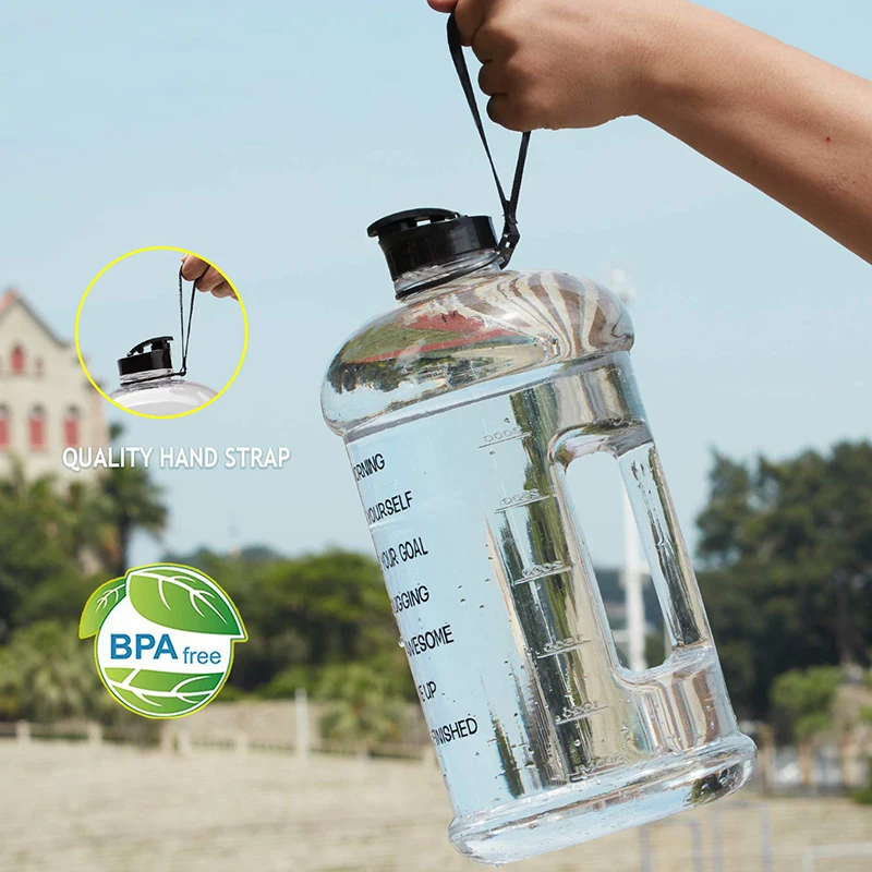 

Wholesale Straw 1 Gallon Water Bottles Sport PETG Plastic Botella De Agua with Motivational Time Marker, Customized color