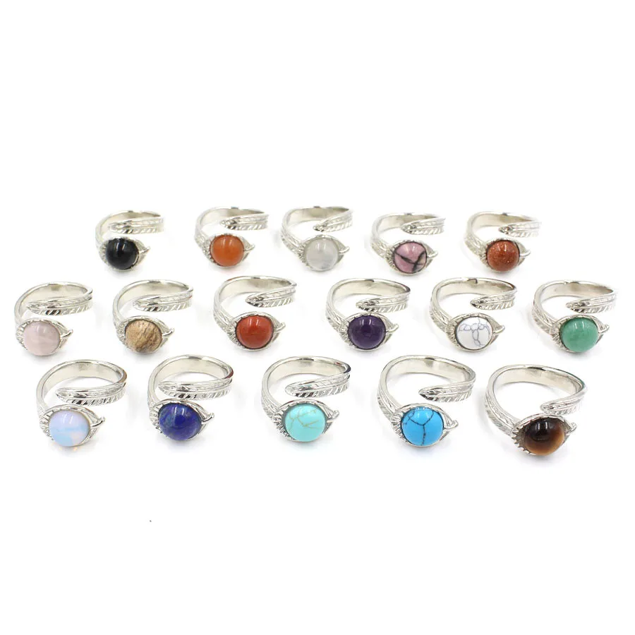 

Natural Stones Healing Crystal Rings Fashion Adjustable Jewelry Ornament Amethyst Finger Ring for Gift, Natural color