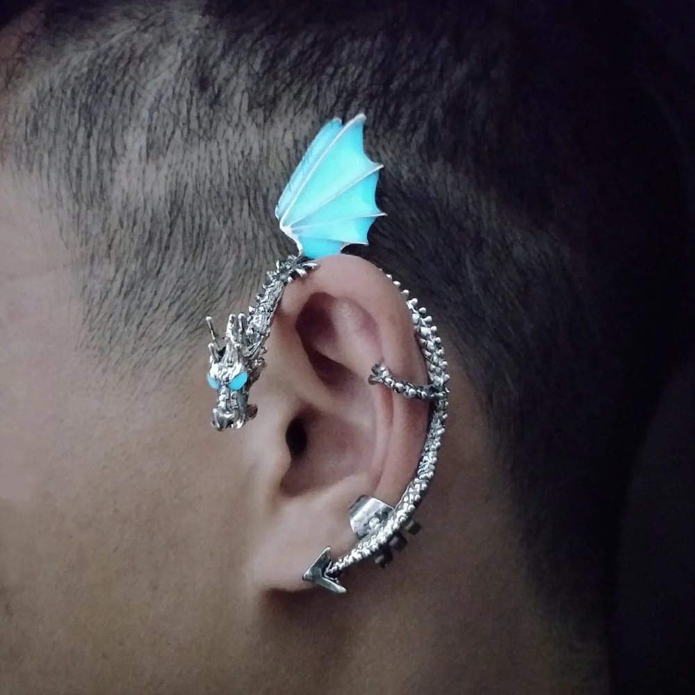 

Men's Luminous Dragon Earrings Women's Glowing Punk Accessories Dragon Earrings, Like picture
