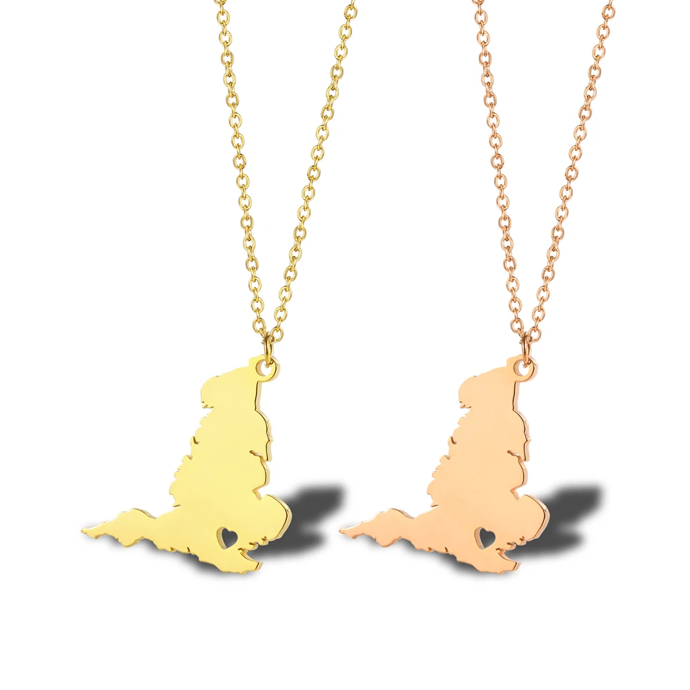 

Map Series Stainless Steel Gold Plated United Kingdom Of Great Britain And Northern Ireland Country Map Necklace For Women