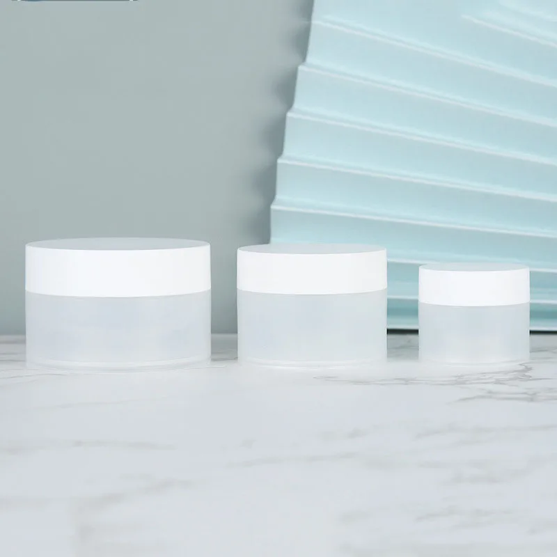 

Customized plastic round shape 15g 30g 50g cosmetic skincare frosted empty facial cream plastics jar