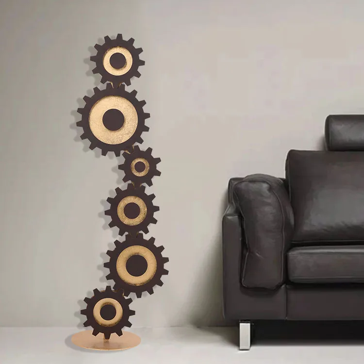 
Residential gearwheel shape gold foil foot dimmer bedroom luxury gold led floor lamp 