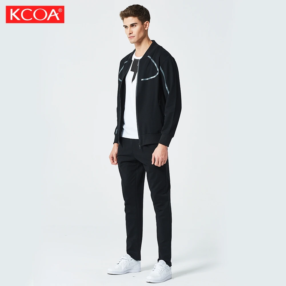 

Autumn Men Tracksuit Set Fashion Sport Athletic Gym Sweatshirt With Zipper Two-piece Casual Jacket Coat Set, 2 colors