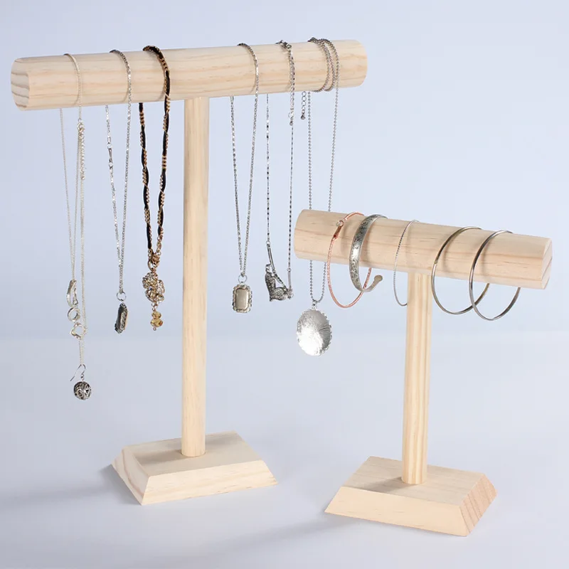 

Wholesale Custom Jewelry Holder Rack Display Wooden Jewelry Hanging Rack, Natural