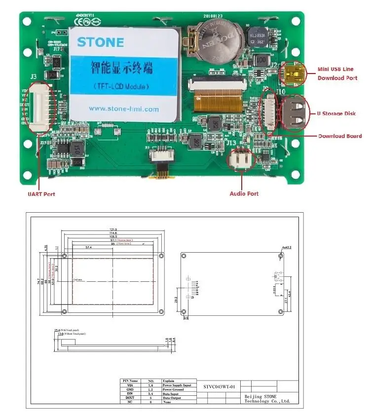 4.3'' TFT LCD Panel With Touch Controller+Software Usb Powered LCD Controller Board