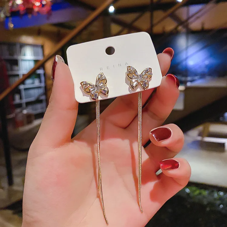 

fashion jewelry trendy crystal small butterfly earring