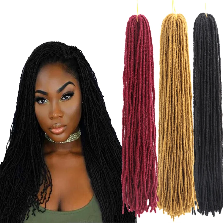 

soft sister Faux locs Crochet Hair Extension Synthetic Dreadlocs Braid nu locs Hair Afro Goddess Locs Braiding hair, Black brown gray bug 613 pink blue