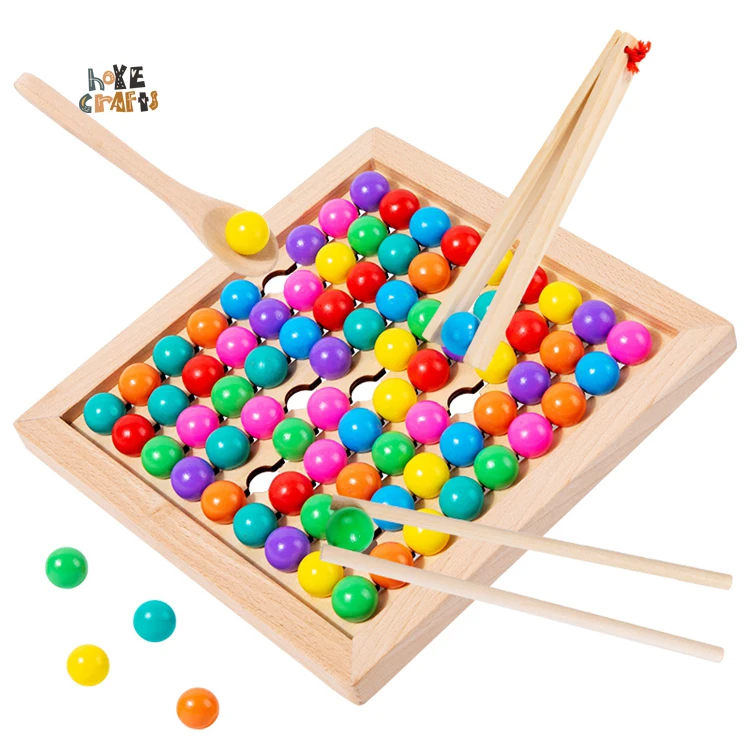 

HOYE CRAFTS kids color cognition game preschool clip beads game wooden beads toy