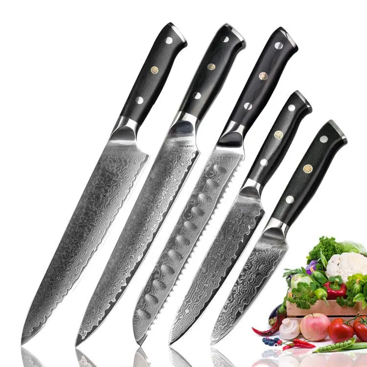 

5 Pcs Japanese VG10 Kitchen Damascus Knife Set With EVA Gift Box