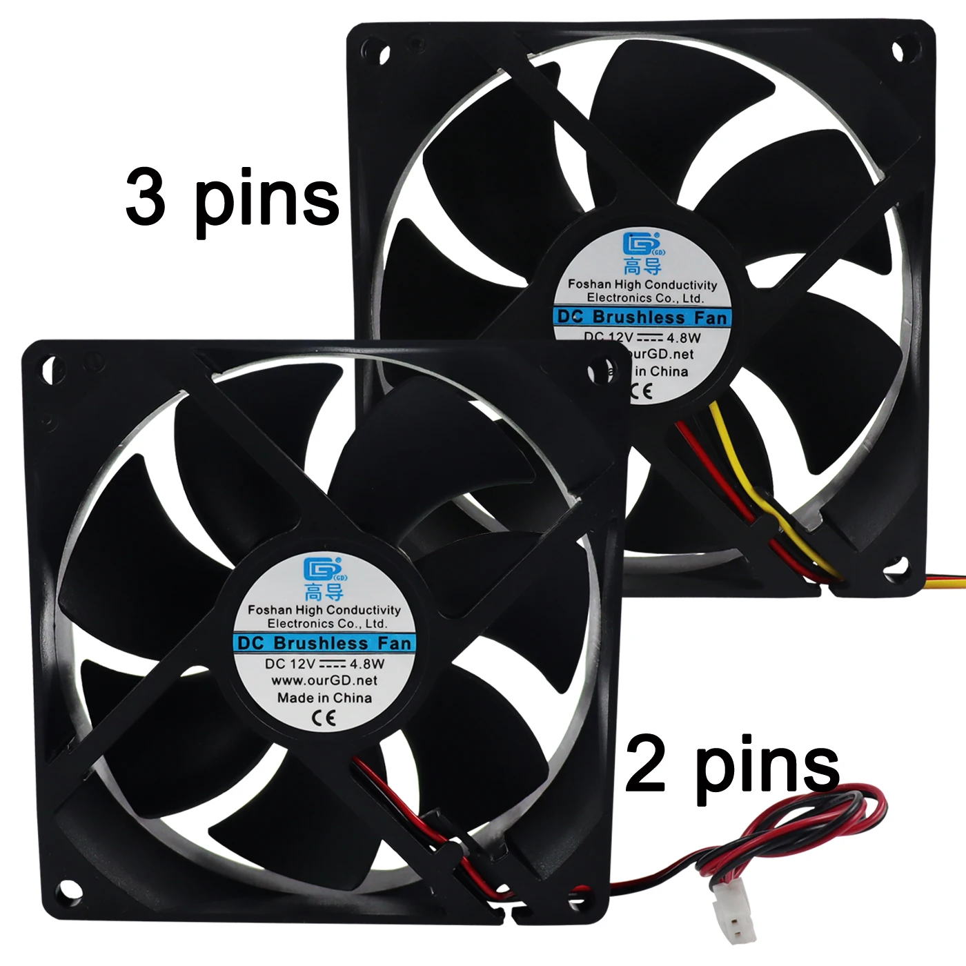 

2 3 Pins DC 12V 7 Blade Two Ball Computer Cooling Fan PC Heat Sink Cooler 4500 RPM Low Noise GD2B12V9025 GD3B12V9025