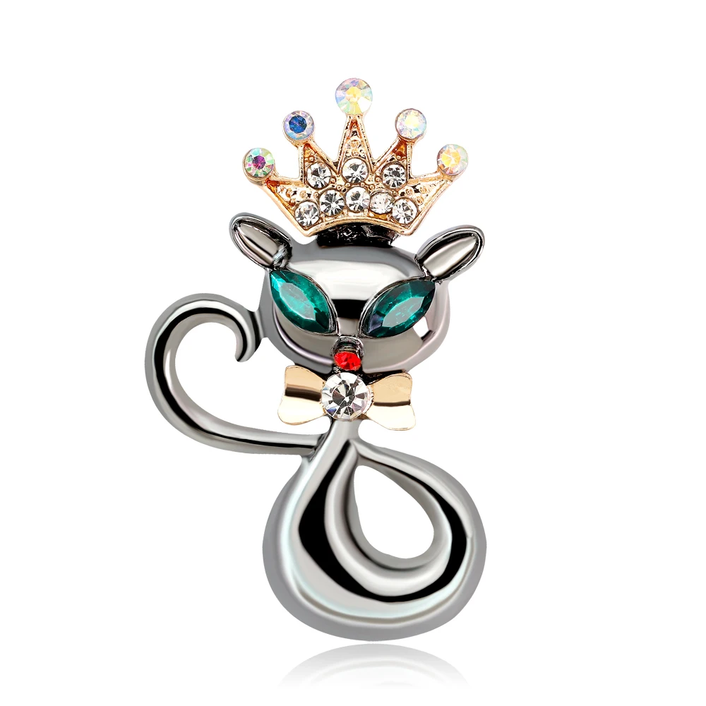 

New Fashion luxurious Cute Green Eyes Alloy Rhinestone Cat Brooch