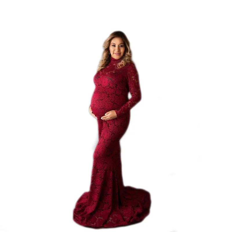 

Fancy Lace Maternity Dresses For Photo Shoot Sexy Pregnancy Dress Maxi Gown Long Pregnant Women Photography Prop 2021, Red/other