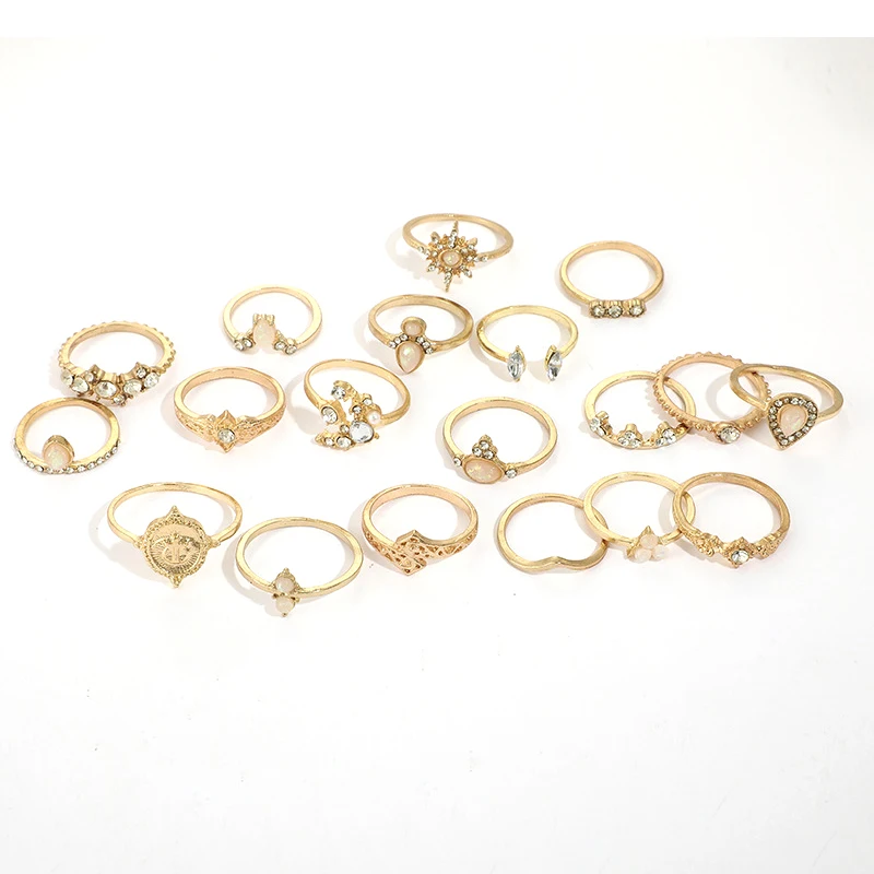 

Cheap Stone-Set Joint Ring 19 Sets Gold Plated Women's Ring Set Wholesale