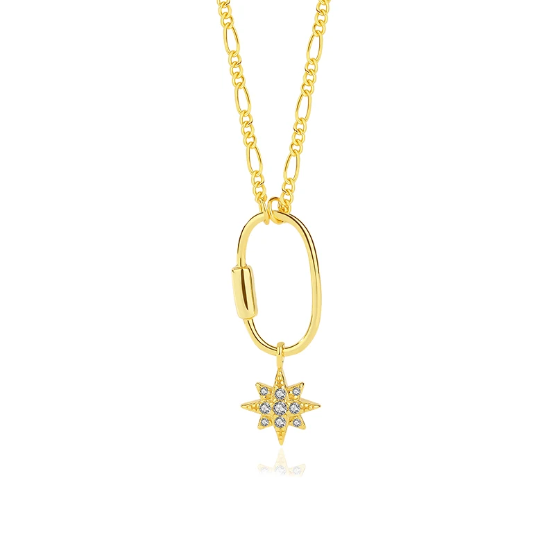 

Trending Jewelry for 2023 Cubic Zirconia Necklace 18k Gold Plated Eight Stars Pendant Necklace