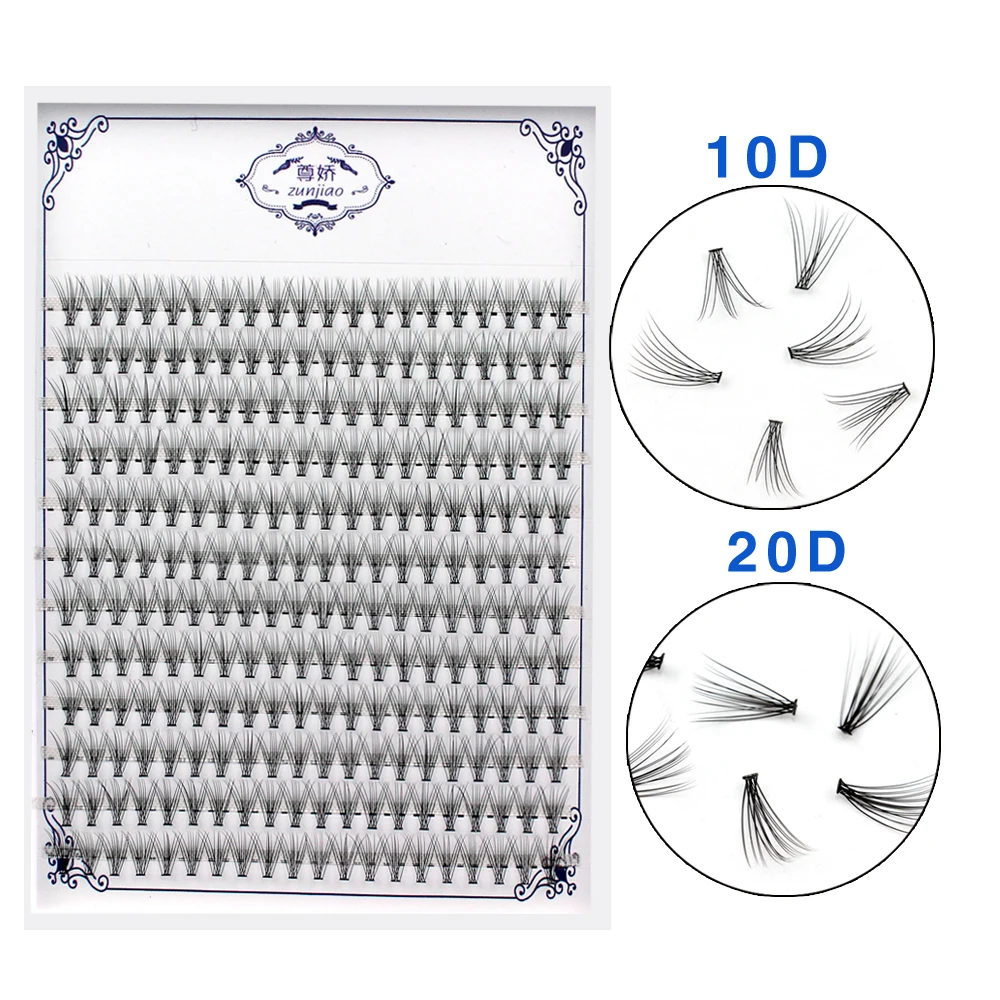 

XL tray 12 lines heat bonded eyelash 10d 20d flare lashes big tray Cluster individual Eyelash extension, Natural black