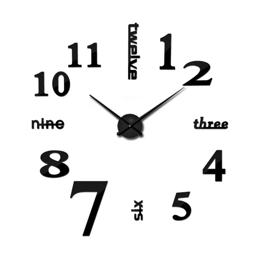 3D Mirror Wall Clock Wall Stickers Removable Self-Adhesive Art Decal  Quartz Needle Wall Clocks Living Room Home Decoration
