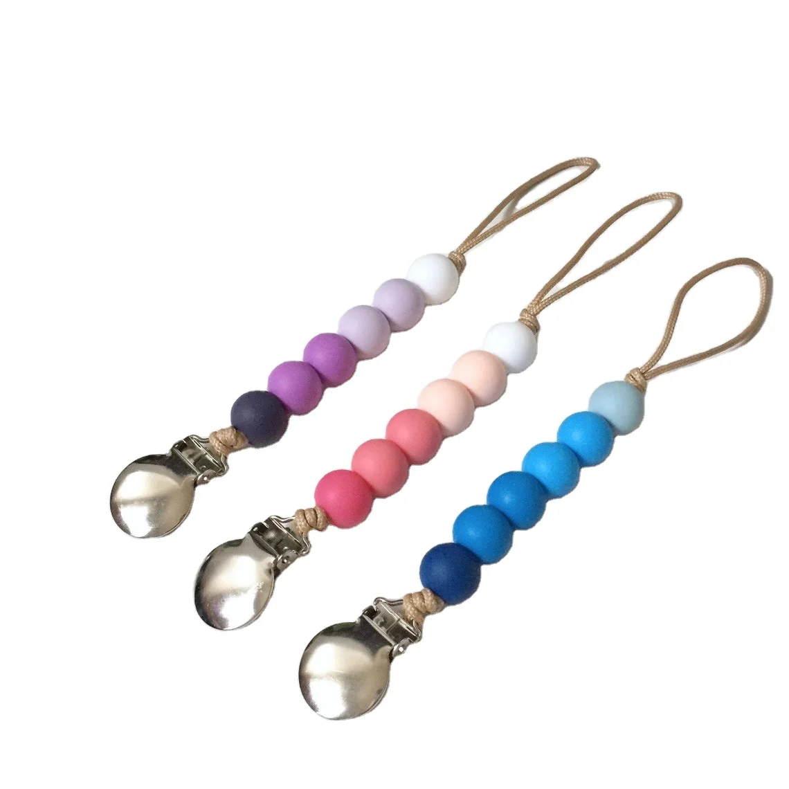 

Hot Sale Mix Color Silicone Beads Baby Teething Pacifier Chain