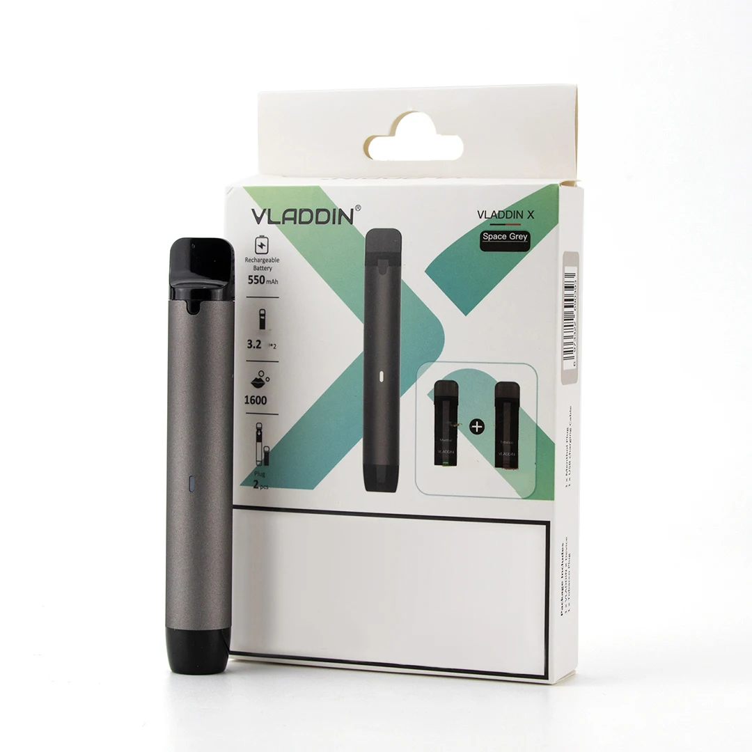 

fast charging rechargeable VLADDIN X 2 in 1 kit 1600 with 550mAh battery, Black/chrome/oem