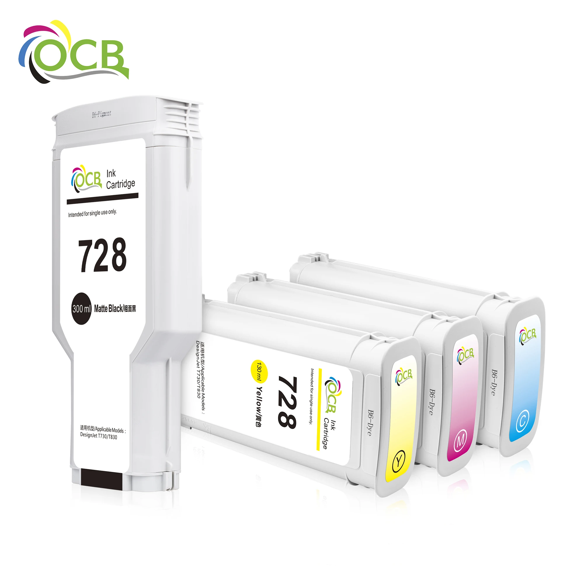 OCBESTJET 300ML and 130ML for HP 728 Ink Cartridge Full With Ink With Chip for HP DesignJet T730 T830 Printer
