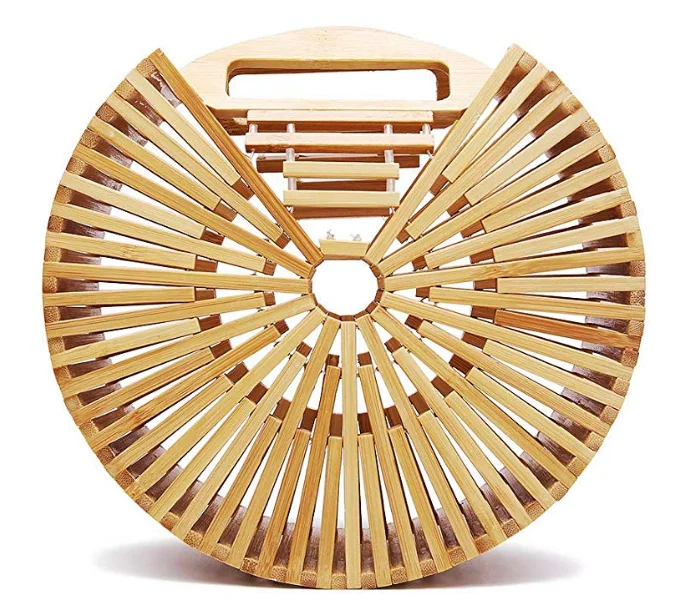 

Fashion Women Bamboo Tote Bag for Women Handmade Bamboo Purse Fashion Summer Beach Bags for Travel